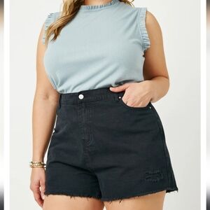 Hayden, black distressed shorts, 1x